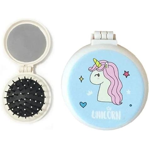 Enfants Maquillage Miroir Peigne Dessin Animé Licorn Pocket Peigne