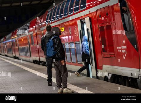 Munich Germany 27th Mar 2023 A Passenger Stands In Front Of A