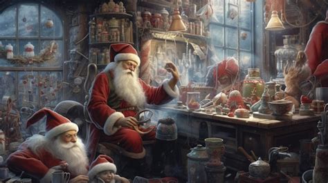 Premium Ai Image Santa Claus Workshop Generative Ai