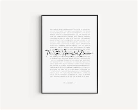 US National Anthem Lyrics Print USA National Anthem Print - Etsy