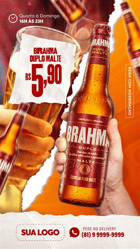 Post Story Distribuidora Cerveja Brahma Duplo Malte Social Media Psd