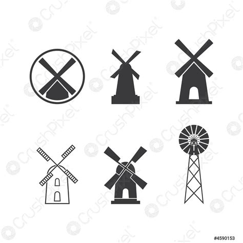 Windmill logo vector - stock vector 4590153 | Crushpixel