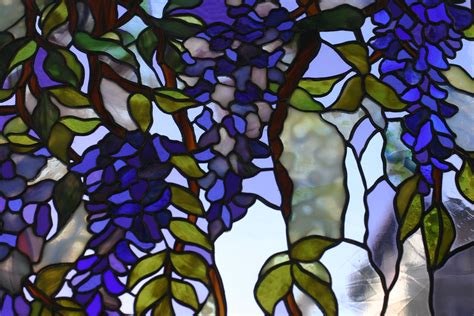 Wisteria Detail Of Stained Glass Panel Glas In Lood Glas