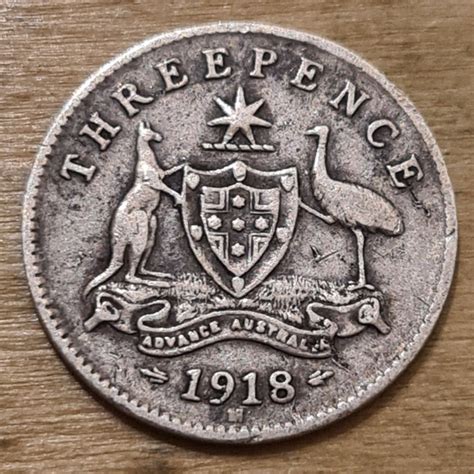 1918 Australia King George V 3 Pence Silver Coin Hobbies Toys