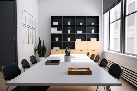 Premium Photo Interior Of Office Space With Windows Table And Chairs