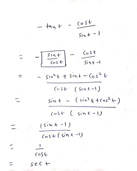 Solved Verify The Identity Cost Tant Sint 1 Sect To Verify