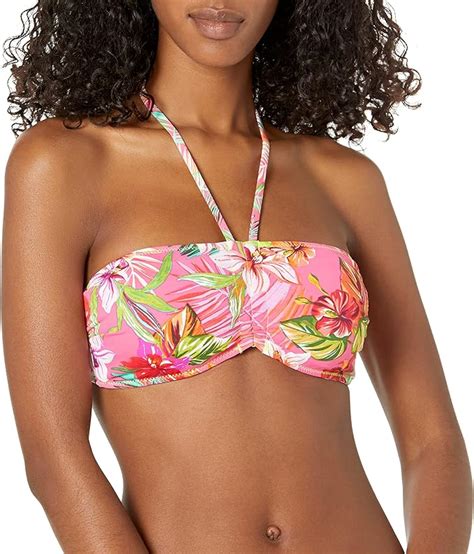 Hobie Women S Bandeau Halter Hipster Bikini Swimsuit Top Amazon Co Uk