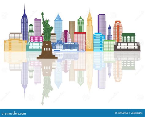 New York City Skyline Color Vector Illustration Stock Vector - Illustration of city, east: 42960468