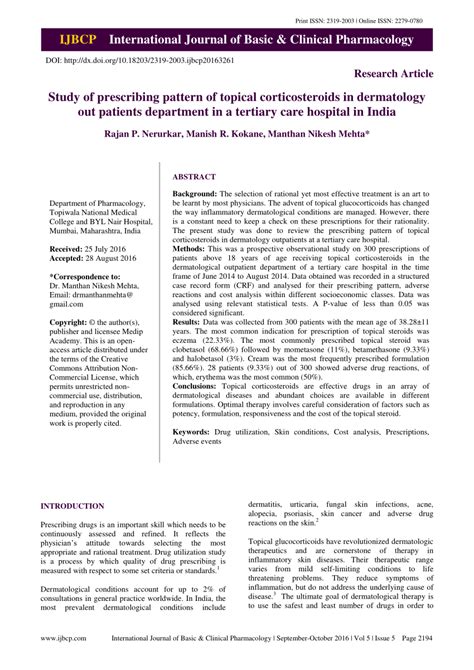 Pdf Study Of Prescribing Pattern Of Topical Corticosteroids In