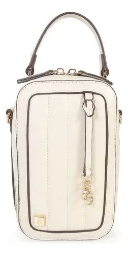 Bolsa Crossbody Para Mujer Cloe Vertical Acolchada Jacquard Color Beige