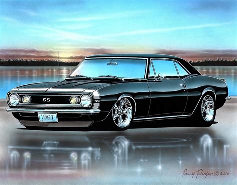 Black 67 Camaro SS Coupe Painting by Parry Johnson