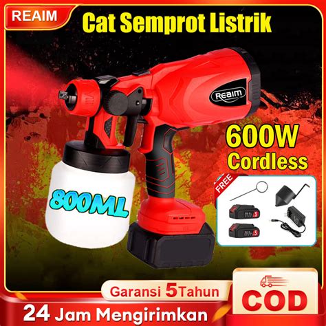 Jual Reaim W Ml Electric Spray Gun Cordless Alat Semprotan Cat