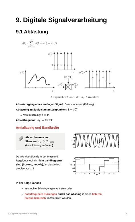 Zusammenfassung Vl Skript Digitale Signalverarbeitung