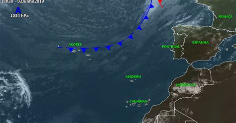 Tempo nas ilhas 03Jun2019 Períodos de chuva para amanhã ao fim do dia