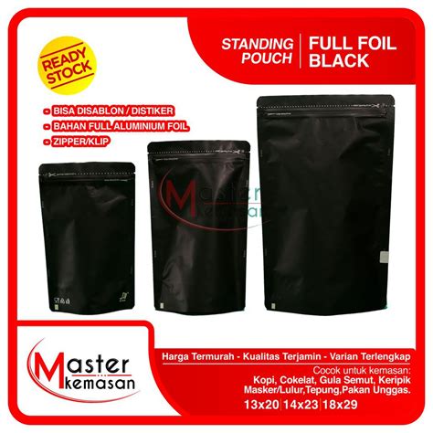 Jual 1 PACK ISI 100 PCS Standing Pouch Full Alumunium Foil Hitam