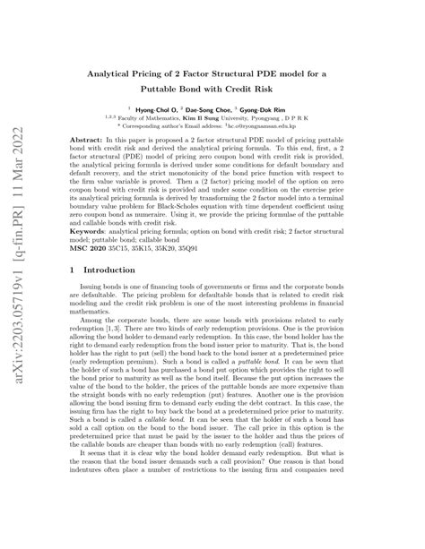 (PDF) Analytical Pricing of 2 Factor Structural PDE model for a ...