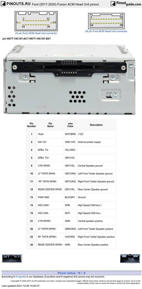 Ford 2017 2020 Fusion ACM Head Unit Pinout Signals PinoutGuide