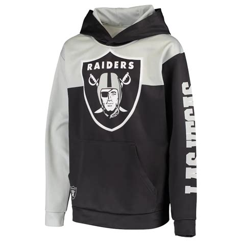 Youth Las Vegas Raiders Black Quarterback Sneak Pullover Hoodie