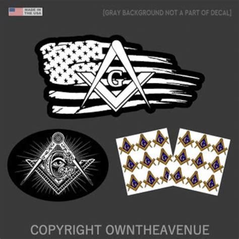 Pack Freemason Masonic Mason Compass Stickers Bumper Window Car