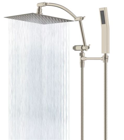 All Metal 10'' Rainfall Shower Head,Handheld Shower Wand Shower Head Combo, full metal shower ...