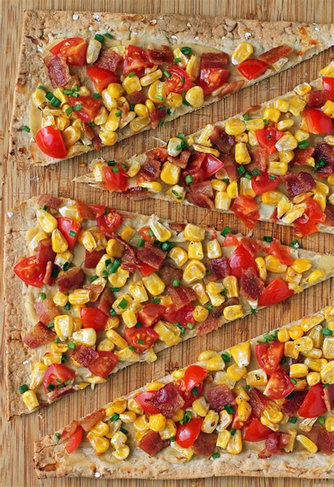 Bacon Corn And Tomato Flatbread Emily Bites