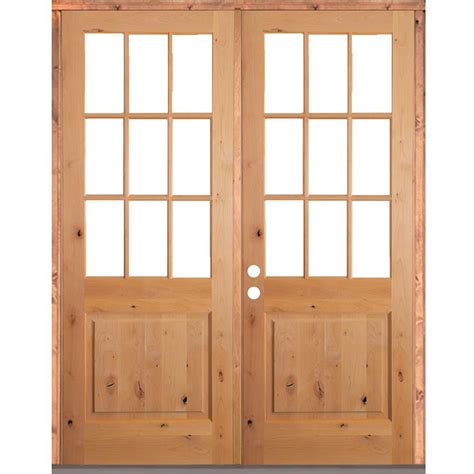 Krosswood Doors 72 In X 96 In Craftsman Knotty Alder 9 Lite Clear