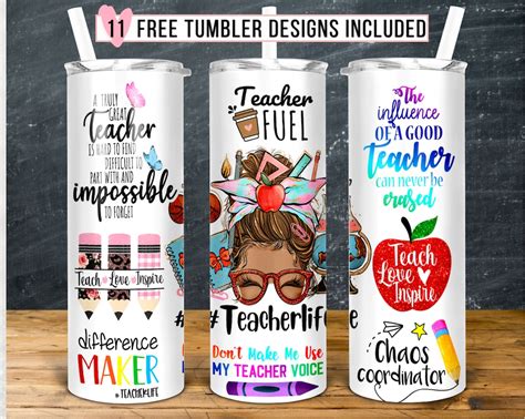 Black Woman Teacher 20 Oz Skinny Tumbler Afro Messy Bun Teacher Tumbler Sublimation Design