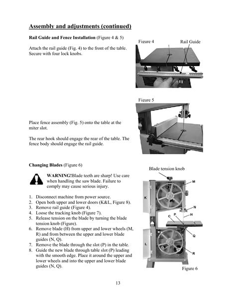 Assembly and adjustments (continued) | WEN 3912 10 inch band saw User ...