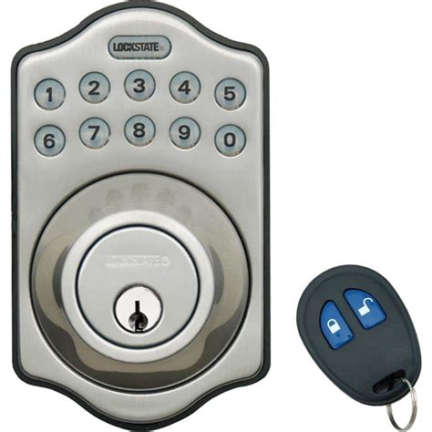 Lockstate Electronic Keyless Deadbolt Lock With Remote Satin Chrome Ls