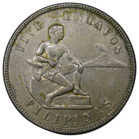 Philippines 1925 M 5 Centavos Km 164 Choice Au Scarce Better Date