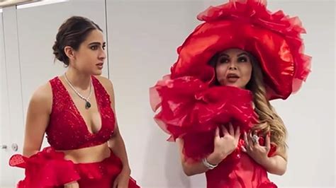 Iifa Sara Ali Khan Bumps Into Red Chilli Rakhi Sawant Here S