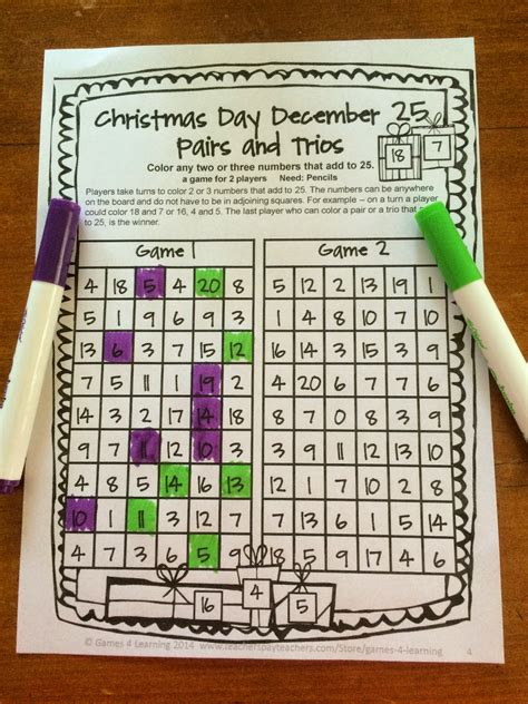 Fun Games 4 Learning No Prep Christmas Math Freebies