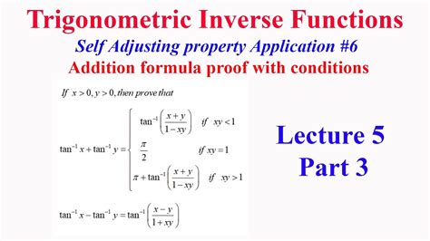 Itf L5 P3 Addition Formula Proof Tan 1xtan 1y With Conditions Self Adjusting Application