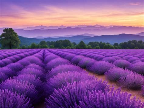 Premium Ai Image Digital Lavender Natural Landscape Ai Generated