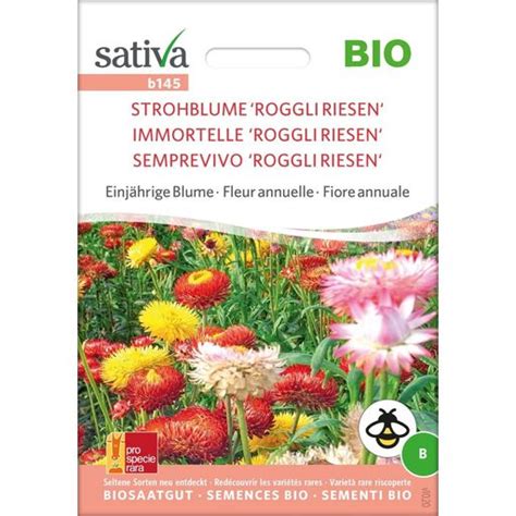 Sativa Bio Einjährige Blume Strohblume Roggli Riesen 1 Packung