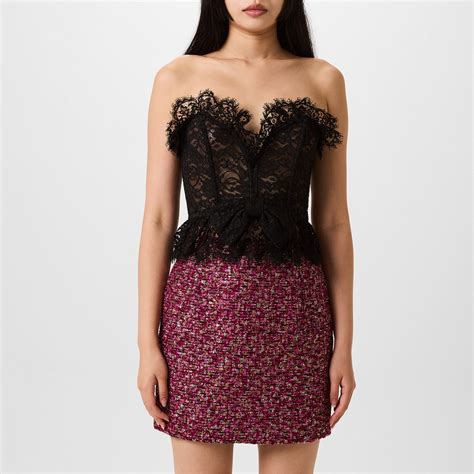 Alessandra Rich Lace Bustier With Bow Women Black Flannels