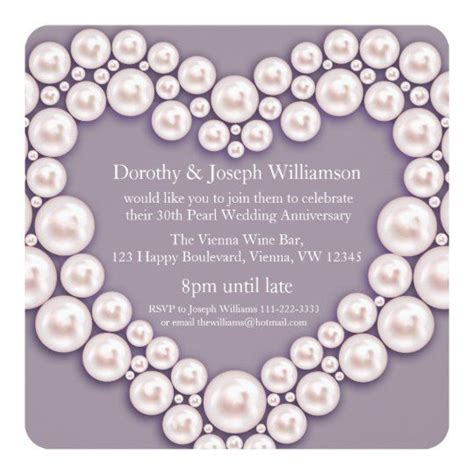 Pearl Wedding Anniversary 30 Years Party Invites Zazzle 30th