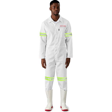 Safety Polycotton Boiler Suit Reflective Arms Legs Yellow Tape