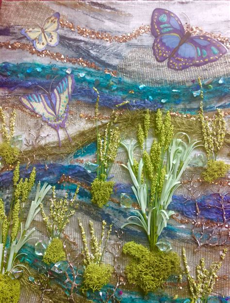 Butterflies Fiber Mixed Media Fiber Art Painting Art