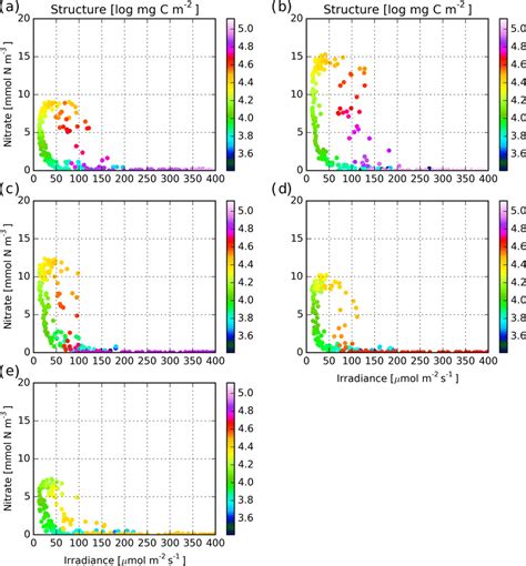 Logarithm Of Structural Biomass As A Function Of Irradiance And Nitrate