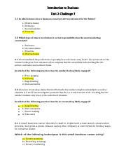 SOPHIA Intro To Business I Unit 2 Challenge 3 Docx Introduction To