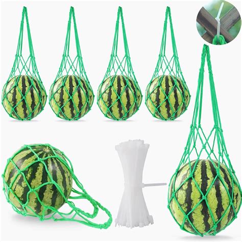 10Pack Melon Hammock Watermelon Nets With 20 Cable Zip Ties Heavy Duty