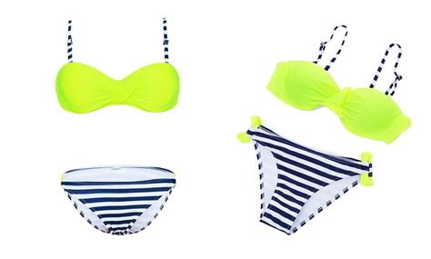Damen Bikini Mit Streifen Muster Groupon Goods