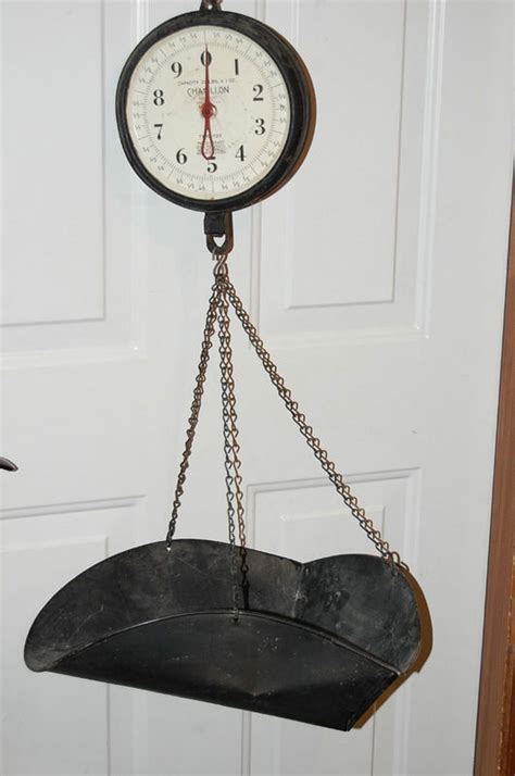 Vintage Hanging 20 Lb Chatillon Produce Scale And Basket Vintage Scale Hanging Scale Old Scales