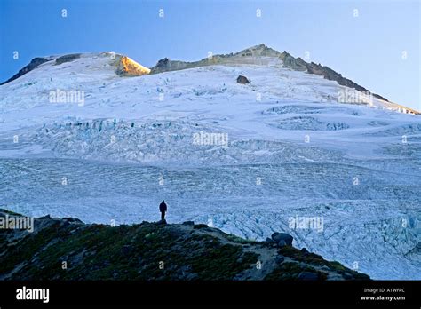 Silhouette Against Mt Baker Wa Stock Photo Alamy