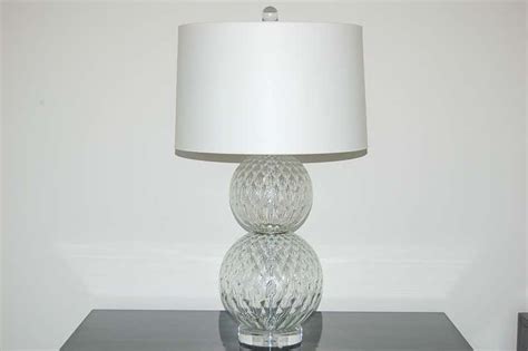 Pair Of Vintage Murano Stacked Ball Lamps In Crystal For Sale At 1stdibs