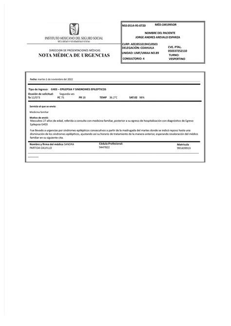 Imss Urgencias Receta Para Uso Recretivo Direccion De