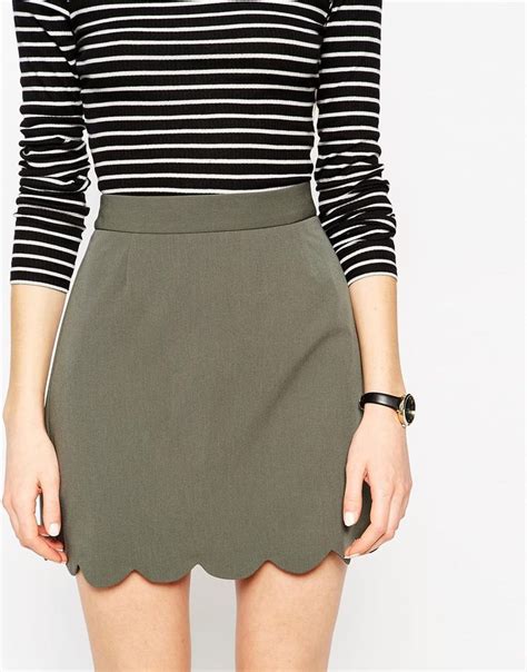 Image 3 Of Asos A Line Mini Skirt With Scallop Hem A Line Mini Skirt