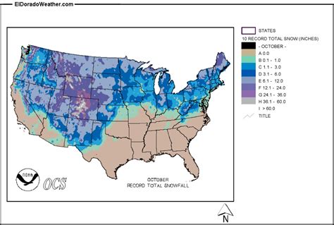 United States Yearly Annual And Monthly Record Total Snowfall