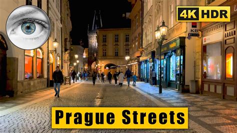 Prague Night Street Walking Tour In Old Town Czech Republic K Hdr